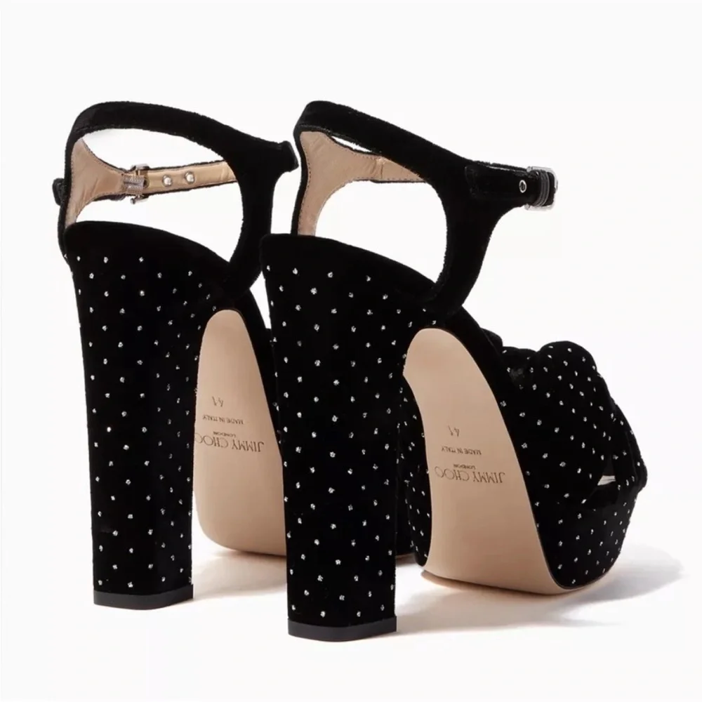 Jimmy Choo Velvet Glitter Heloise 120 Platform Heels